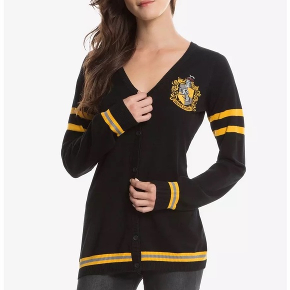 Harry Potter Hufflepuff Black Cardigan - Picture 1 of 9